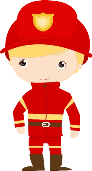 Cartoon Firefighterin Uniform PNG Image