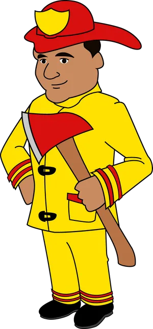 Cartoon Firefighterwith Axe.png PNG Image