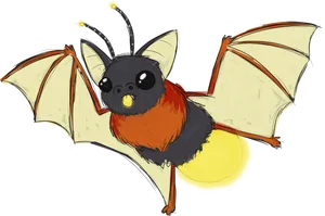 Cartoon Firefly Bat Hybrid PNG Image