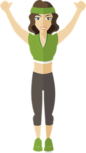 Cartoon Fitness Instructor Celebration PNG Image