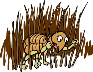 Cartoon Flea In Grass PNG Image