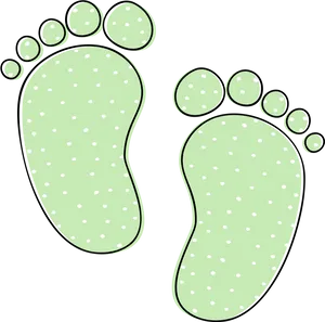 Cartoon Footprints Green Polka Dots PNG Image