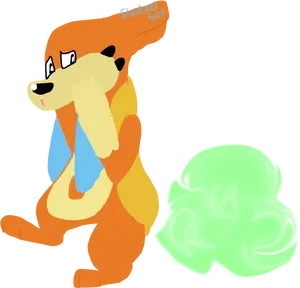 Cartoon Fox Farting Illustration PNG Image