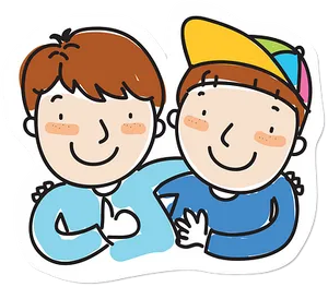 Cartoon Friends Sticker PNG Image