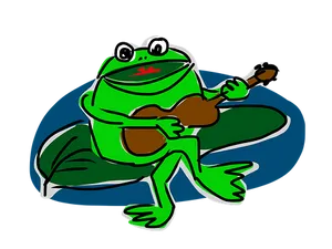 Cartoon Frog Playing Guitar PNG Image