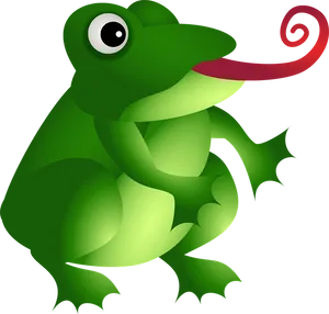 Cartoon Frogwith Curly Tongue PNG Image