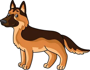 Cartoon German Shepherd Standing PNG Image