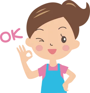 Cartoon Girl Giving O K Sign PNG Image