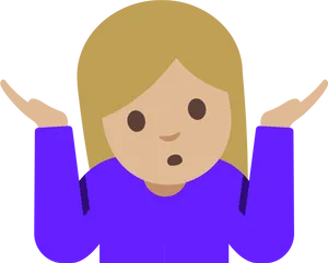 Cartoon Girl Shrugging PNG Image