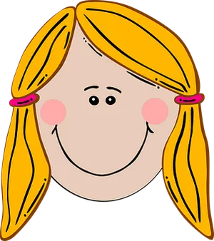 Cartoon Girl Smiling Face Graphic PNG