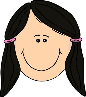 Cartoon Girl Smiling With Pigtails.png PNG Image