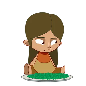 Cartoon Girl Unhappy With Food PNG Image