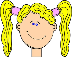 Cartoon Girl Yellow Pigtails PNG Image