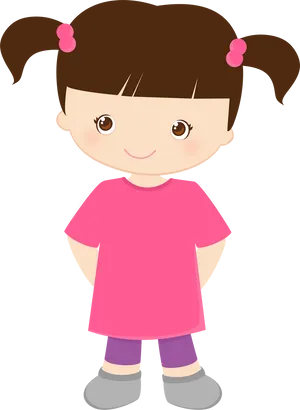 Cartoon Girlin Pink Shirt PNG Image