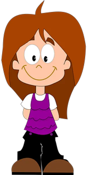 Cartoon Girlin Purple Dress PNG Image