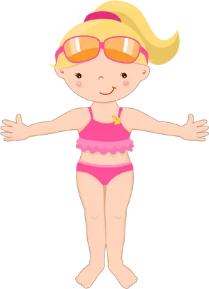 Cartoon Girlin Swimwear PNG Image