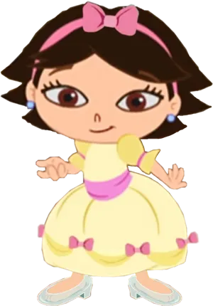 Cartoon Girlin Yellow Dress PNG Image