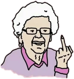 Cartoon Granny Gesture.png PNG Image