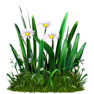 Cartoon Grass With Daisies Png Rue PNG Image