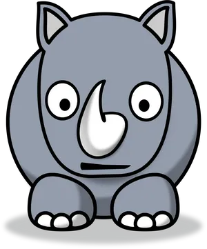 Cartoon Gray Rhino Character PNG Image