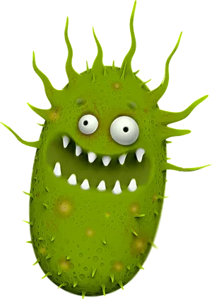 Cartoon Green Bacteria Character PNG Image