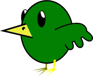 Cartoon Green Bird Vector PNG Image