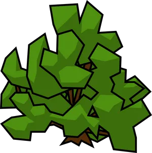 Cartoon Green Shrub Illustration PNG Image