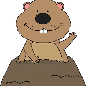 Cartoon Groundhog Emerging From Burrow.png PNG Image