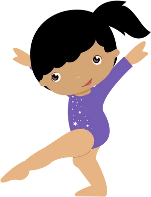 Cartoon Gymnastin Purple Leotard PNG Image