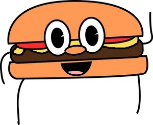 Cartoon Hamburger Character PNG Image