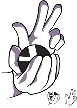 Cartoon Hand Peace Sign PNG Image