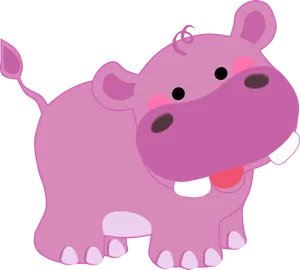 Cartoon Happy Hippopotamus PNG Image