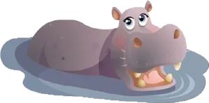 Cartoon Hippo In Water.png PNG Image