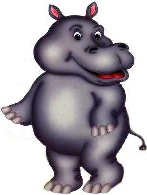 Cartoon Hippopotamus Standing PNG Image