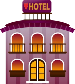 Cartoon Hotel Facade Graphic PNG Image