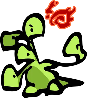 Cartoon Hydra Breathing Fire.png PNG Image