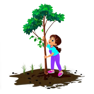 Cartoon Kid Planting Tree Png Wfg82 PNG Image