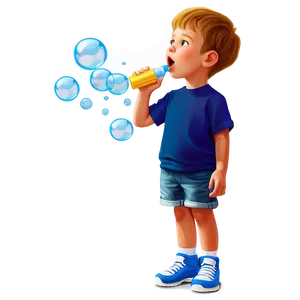 Cartoon Kid With Bubble Blower Png 18 PNG Image