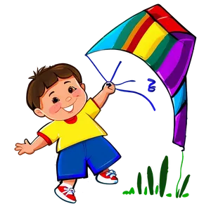 Cartoon Kid With Kite Png Yim PNG Image