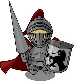 Cartoon Knightwith Swordand Shield PNG Image