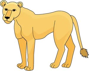 Cartoon Lioness Standing Side View.png PNG Image