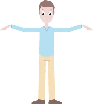 Cartoon Man Spreading Arms PNG Image