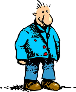 Cartoon Manin Blue Jacket PNG Image