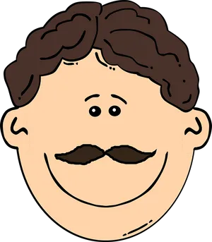 Cartoon Manwith Brown Hairand Mustache PNG Image