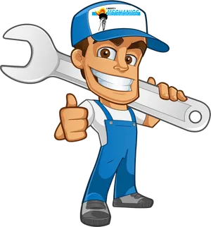 Cartoon Mechanic With Wrench PNG Image