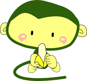 Cartoon Monkey Eating Banana PNG Image