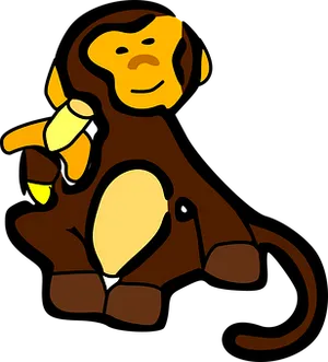 Cartoon Monkey With Banana PNG Image