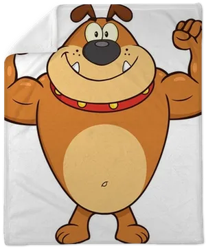 Cartoon Muscular Bulldog Flexing PNG Image