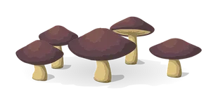 Cartoon_ Mushroom_ Cluster_ Vector PNG Image