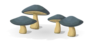 Cartoon Mushroomson Black Background PNG Image